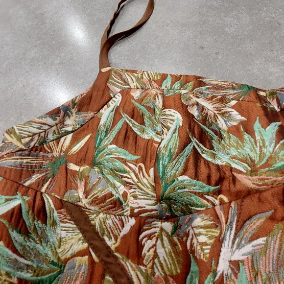 CIDER Women's Floral Spaghetti Straps Corset/Bustier- Brown/Bronze/Green Medium - Picture 3 of 10